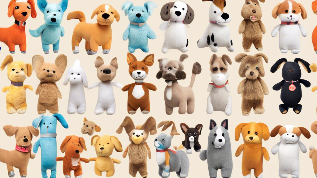 Create an image of a diverse collection of dog stuffed animals, showcasing a variety of sizes, colors, and breeds, suitable for both kids and collectors. Include cute and realistic details that highlight the softness and cuddliness of the plush toys.