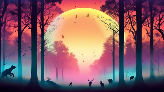 An enigmatic, glowing orb gracefully soaring through a misty, mysterious forest at twilight, with silhouettes of trees and curious animals observing from a distance.