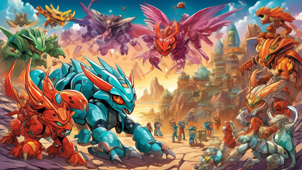 An intricate fantasy landscape filled with diverse Bakugan creatures engaging in friendly competition and exploration beyond the battle brawls, with children and Bakugans working together to uncover ancient mysteries.