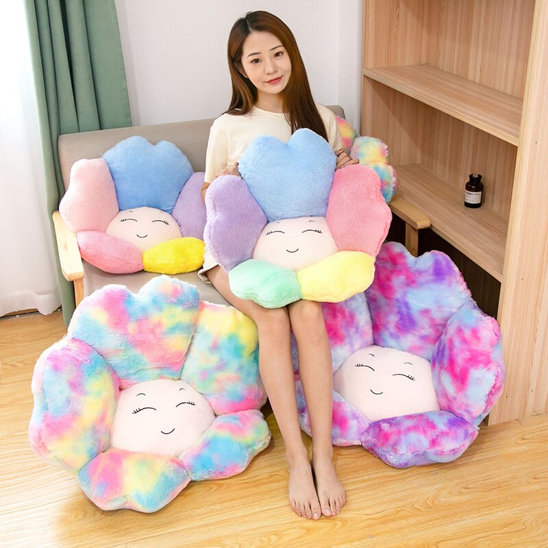 Kawaii Sunflower Face Seat Cushion